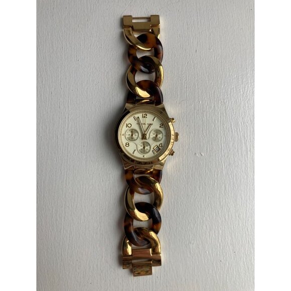 MICHAEL KORS LADIES MK4222 RUNWAY YELLOW GOLD STEEL CHAIN BRACELET WATCH-WORKS! - Picture 3 of 10